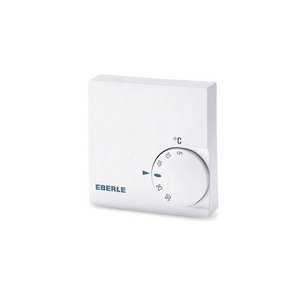Thermostat mit einer runden Skala, mit Temperatureinstellungen von 5°C bis 30°C, der Marke 'Eberle'.