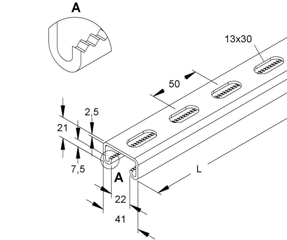 Niedax Ankerschiene C-Profil 2997Z/3 FL