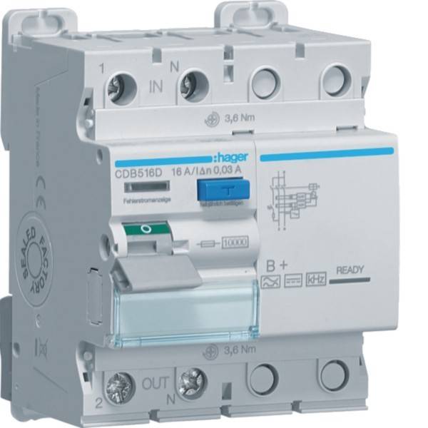 Hager Fehlerstromschutzschalter CDB516D