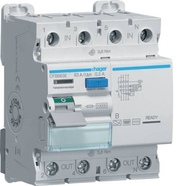 Hager Fehlerstromschutzschalter CFB663E