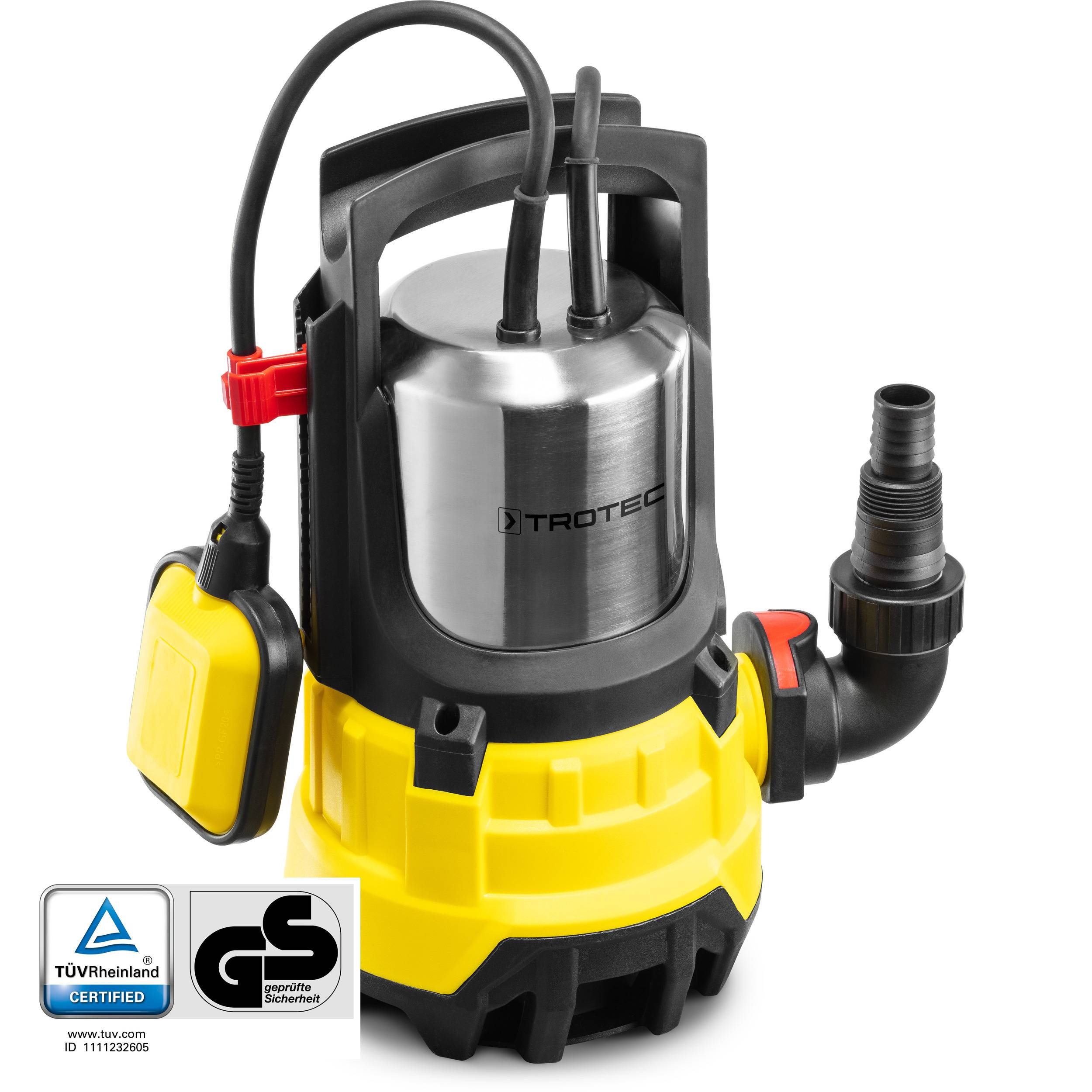 TROTEC Tauchpumpe TWP 9000 ES – Pumpe für Schmutzwasser – Fördermenge 15000 l/h, Leistung 900 Watt, Eintauchtiefe max. 7 m, Trockenlaufschutz, I