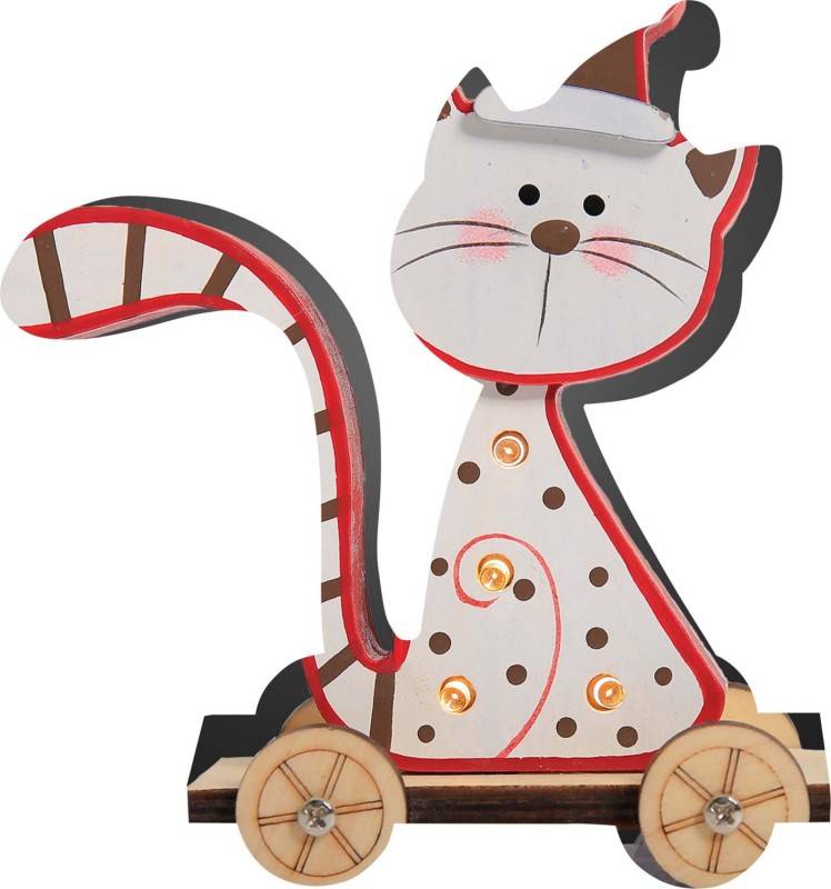 6 Stück Hellum LED-Holzkatze 524185