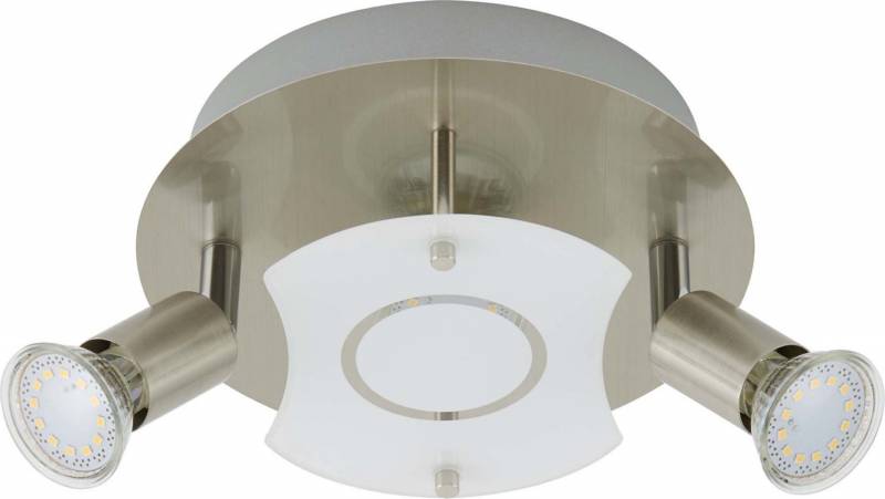 LED Deckenleuchte Nickel 3 Flammig GU10 Glas Metall Rund Schwenkbar Ø 20cm
