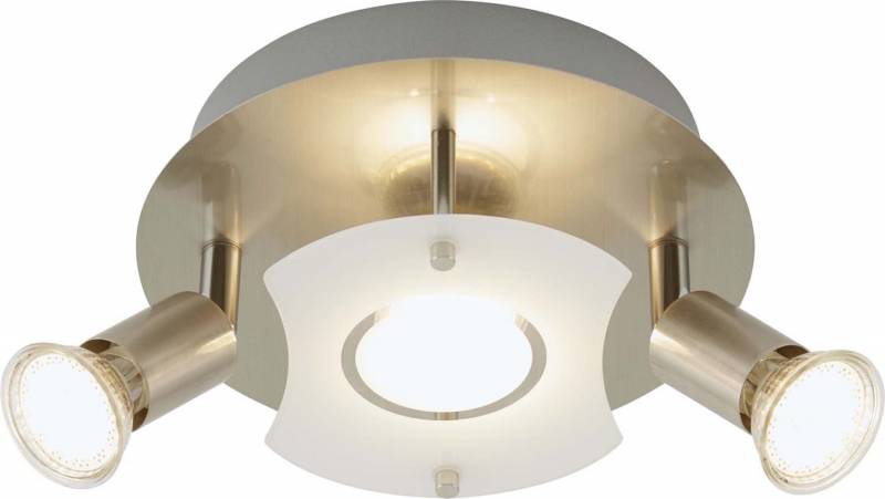 LED Deckenleuchte Nickel 3 Flammig GU10 Glas Metall Rund Schwenkbar Ø 20cm