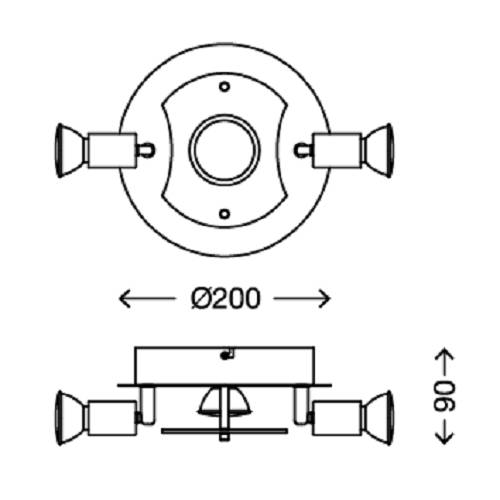 LED Deckenleuchte Nickel 3 Flammig GU10 Glas Metall Rund Schwenkbar Ø 20cm