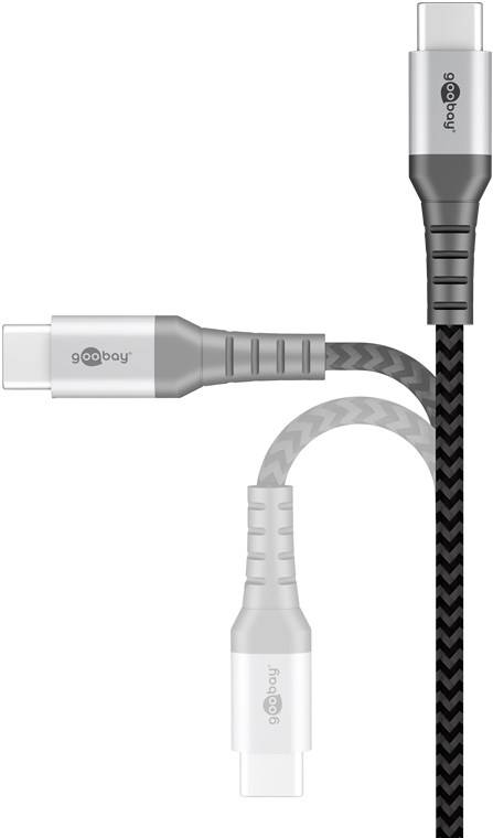 USB-C auf USB-A Textilkabel mit Metallsteckern, extra-robustes Verbindungskabel für Geräte mit USB-C Anschluss, optimier