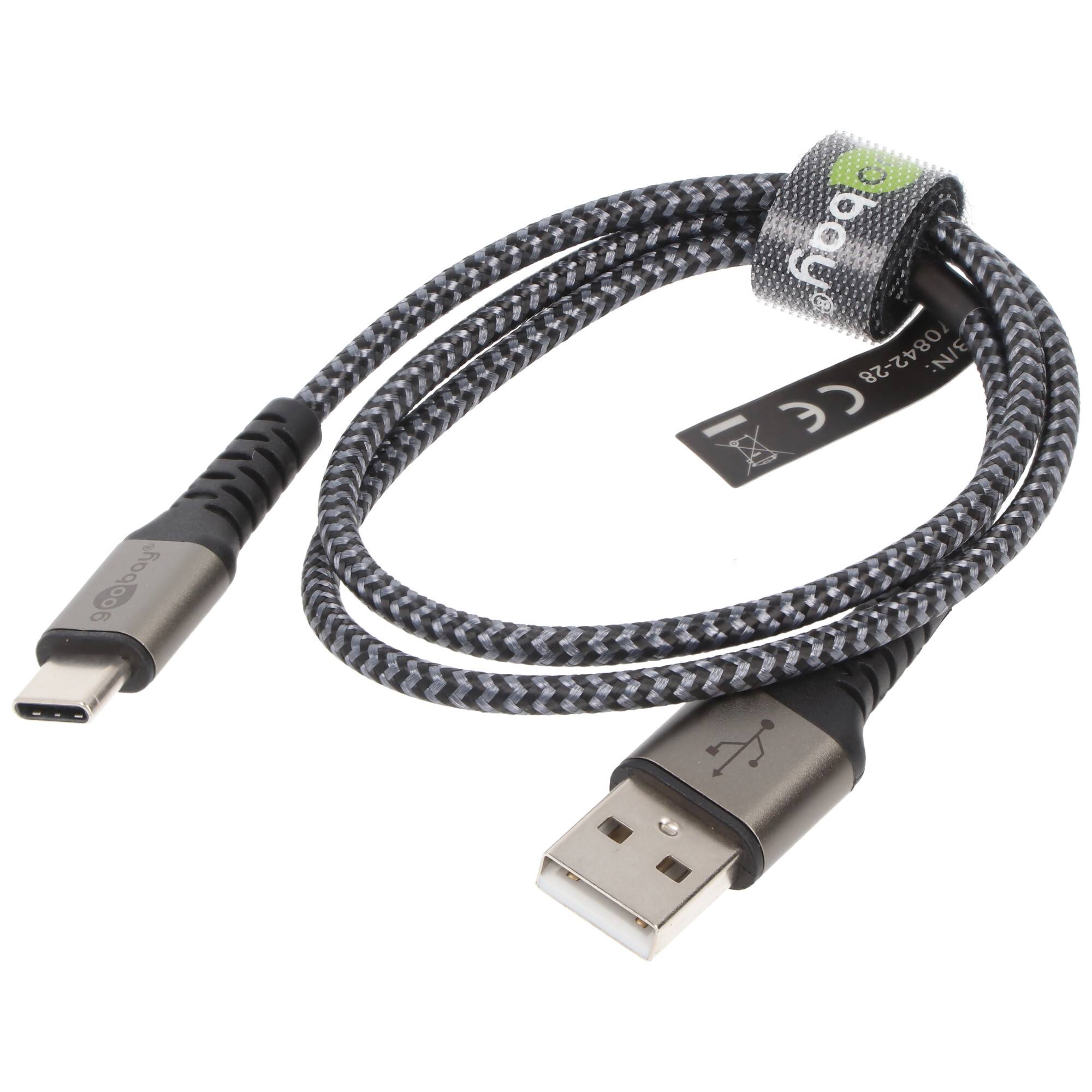 Lightning auf USB-A Textilkabel mit Metallsteckern, extra-robustes Verbindungskabel für Apple iPhone, iPad, iPod, AirPod