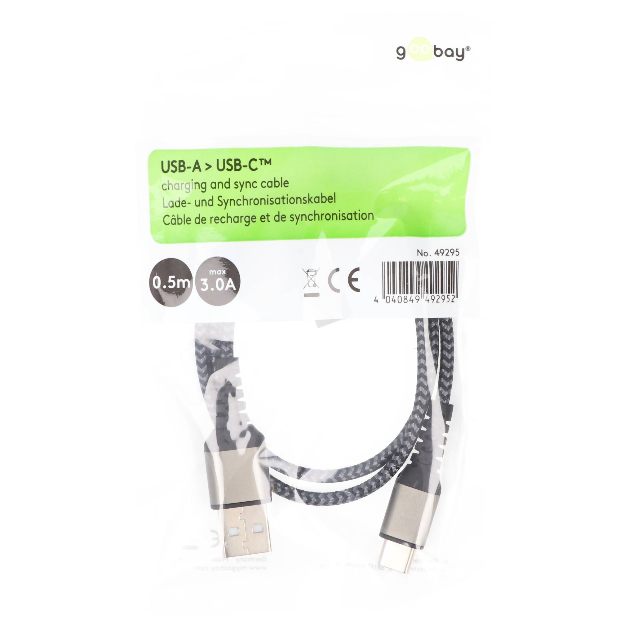 Lightning auf USB-A Textilkabel mit Metallsteckern, extra-robustes Verbindungskabel für Apple iPhone, iPad, iPod, AirPod