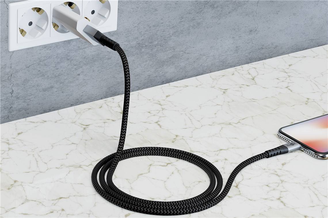 Micro-USB auf USB-A Textilkabel mit Metallsteckern, extra-robustes Verbindungskabel für Geräte mit Micro-USB Anschluss,