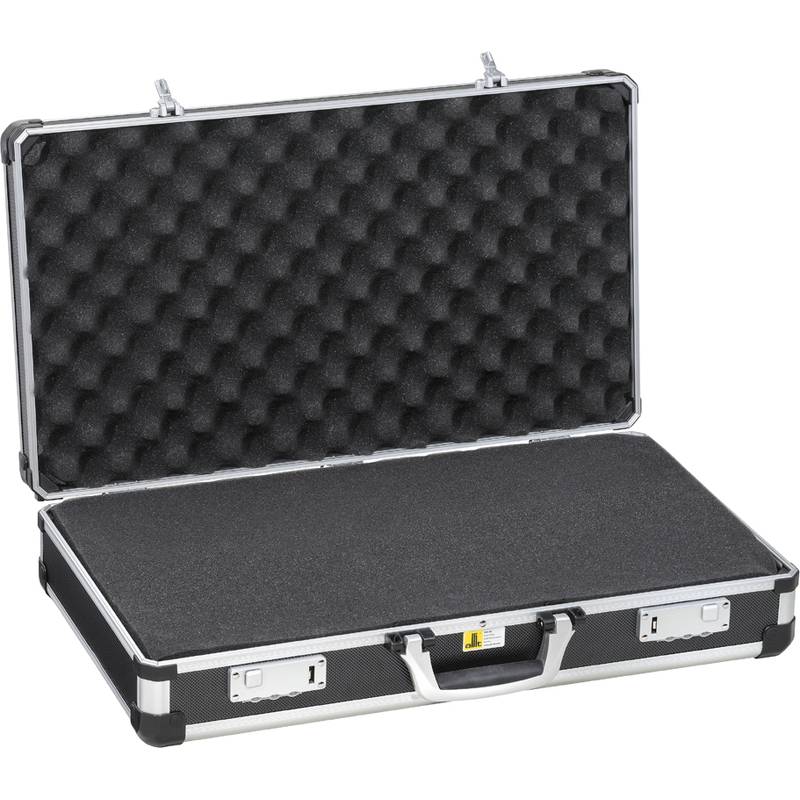 Ein Hartschalenkoffer ist geöffnet und zeigt sein mit Schaumstoff ausgekleidetes Inneres, das speziell für den sicheren Transport von Ausrüstung oder zerbrechlichen Gegenständen konzipiert ist.
