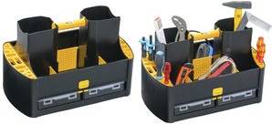 allit Profi-Tragekasten McPlus Workman 19/62, schwarz/gelb aus Polypropylen, 4 herausnehmbare Sortimentskästen im