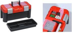 allit Werkzeugkoffer McPlus Alu 21, PP, rot/schwarz aus Polypropylen, herausnehmbarer Tragekasten, 3 feste