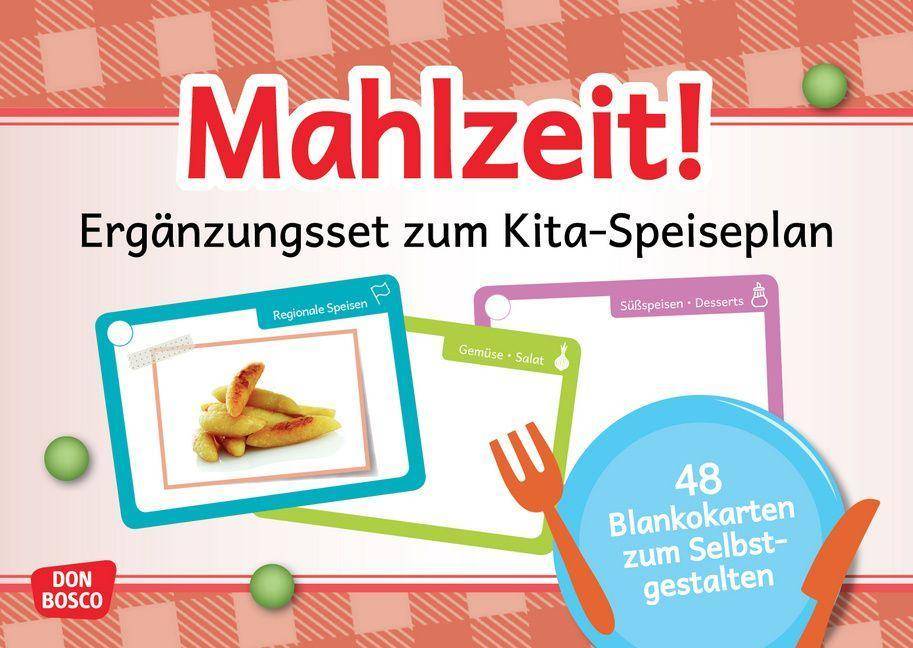 Mahlzeit! Ergänzungsset zum Kita- Speiseplan 48 Blankokarten zum Selbstgestalten. Für Lieblingsessen oder regionale Spezialitäten. Essensplan in Bi