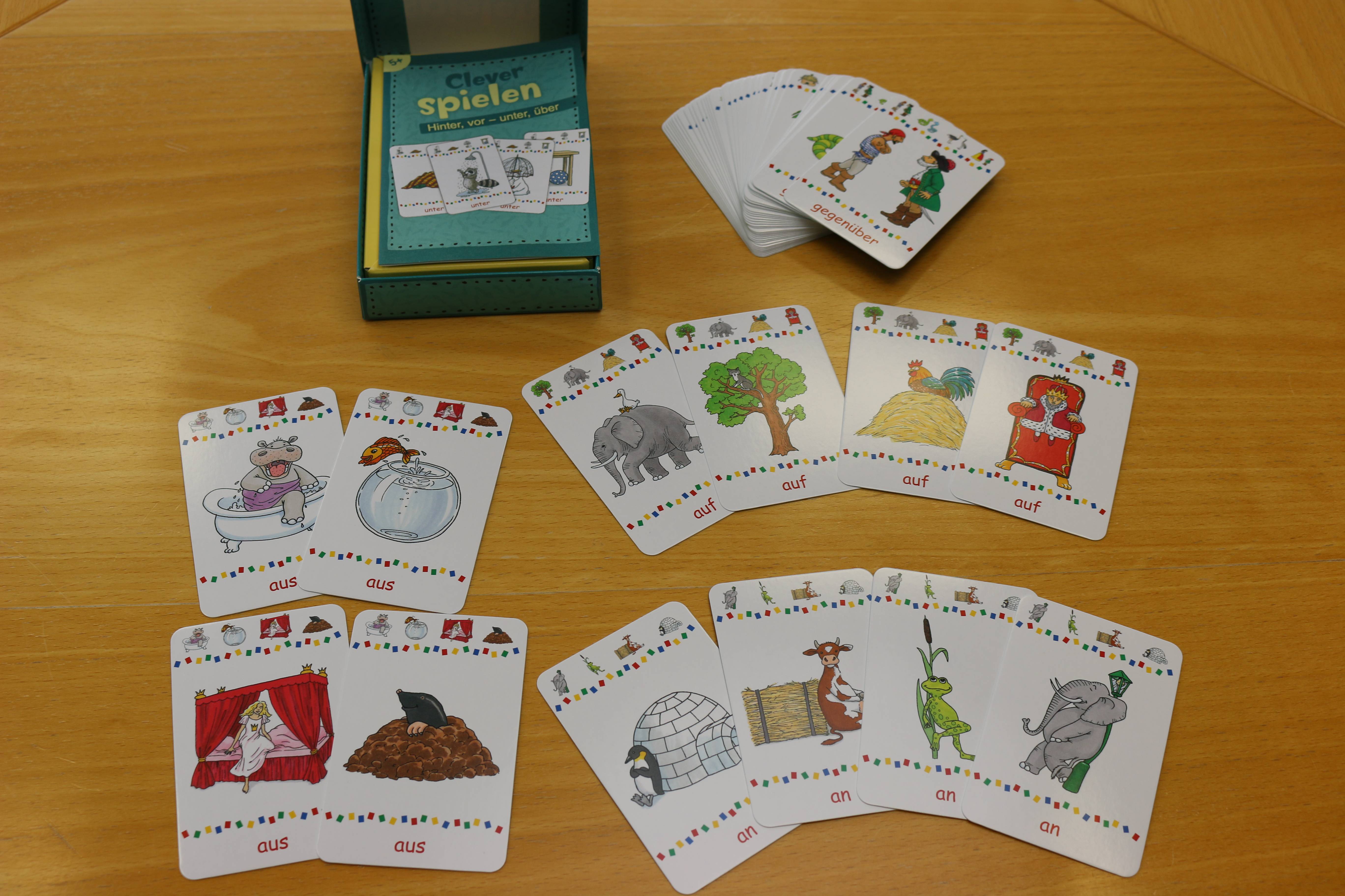 Clever spielen - Hinter, vor - unter, über Quartett-Spiel für 4 Spieler, LernSpielZwerge, Clever spielen