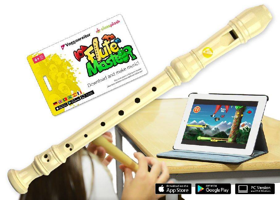 Flute Master (App) mit Blockflöte aus Kunststoff (deutsche Griffweise) Mit Classplash Card