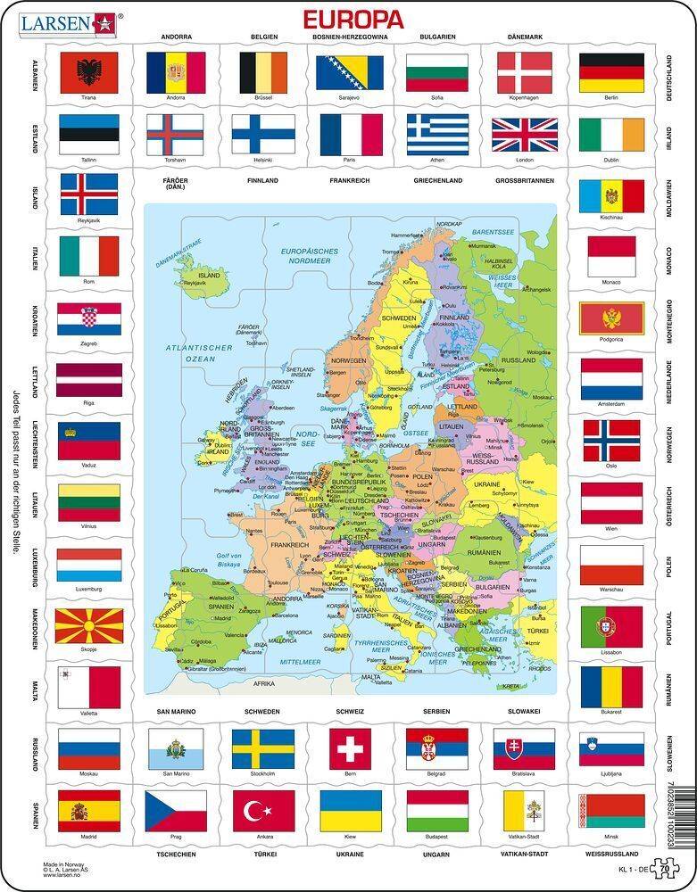 Europa Länder + Flaggen (Kinderpuzzle)