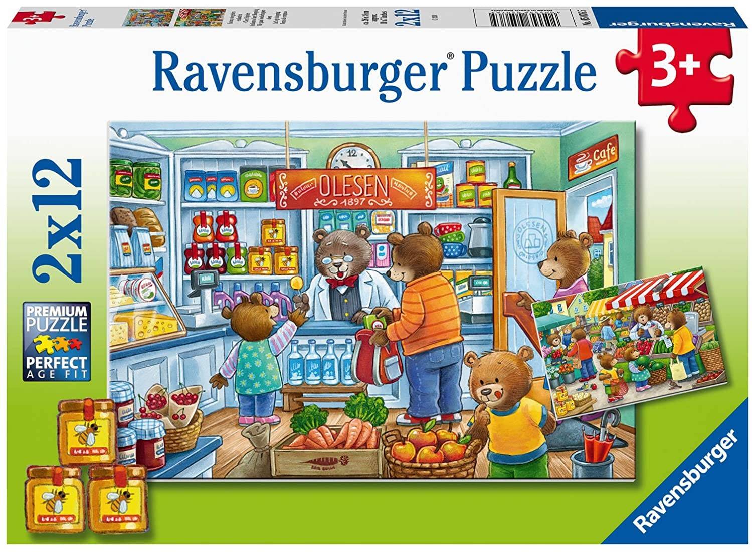 Ravensburger 05076 - Komm, wir gehen einkaufen, Puzzle, 2x12 Teile 2 x 12