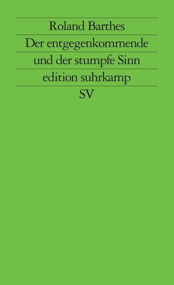 Der entgegenkommende und der stumpfe Sinn Kritische Essays III