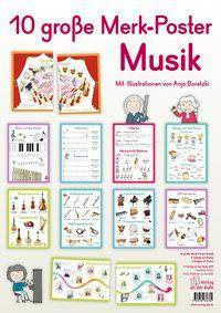10 große Merk-Poster Musik 8 farbige A2-Poster, 2 farbige A1-Poster, Merk-Poster