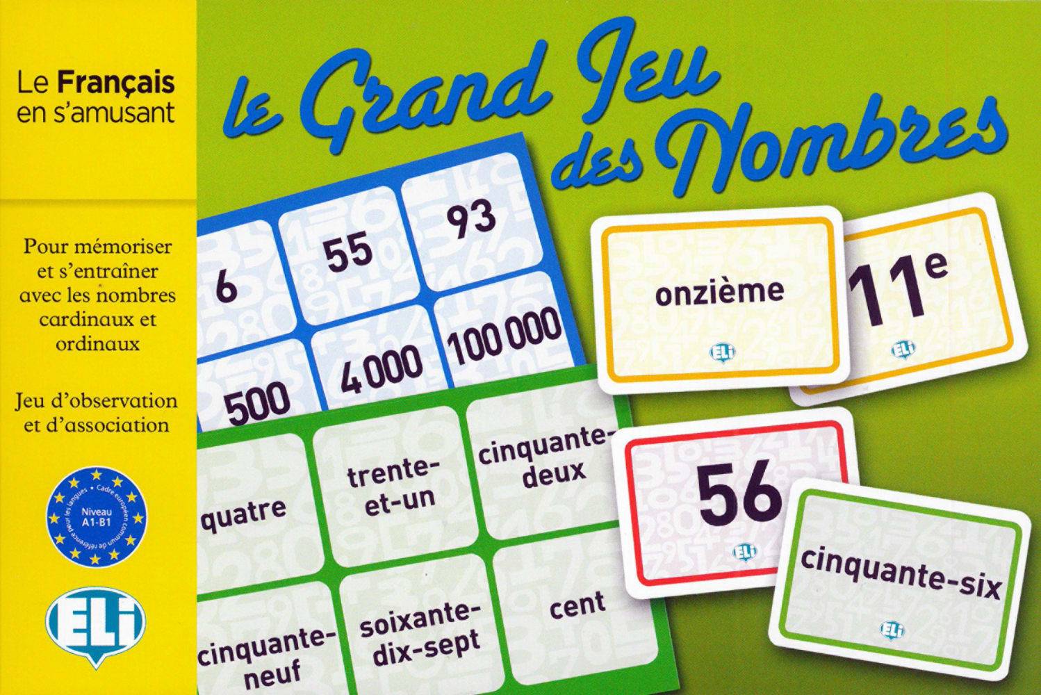 Le Grand Jeu des Nombres (Spiel) Gamebox. Spiel mit 132 Karten. Niveau A1-B1