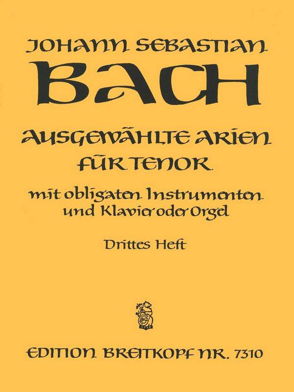 Ausgewählte Arien für Tenor, Gesang, Instrumente u. Klavier. Tl.3