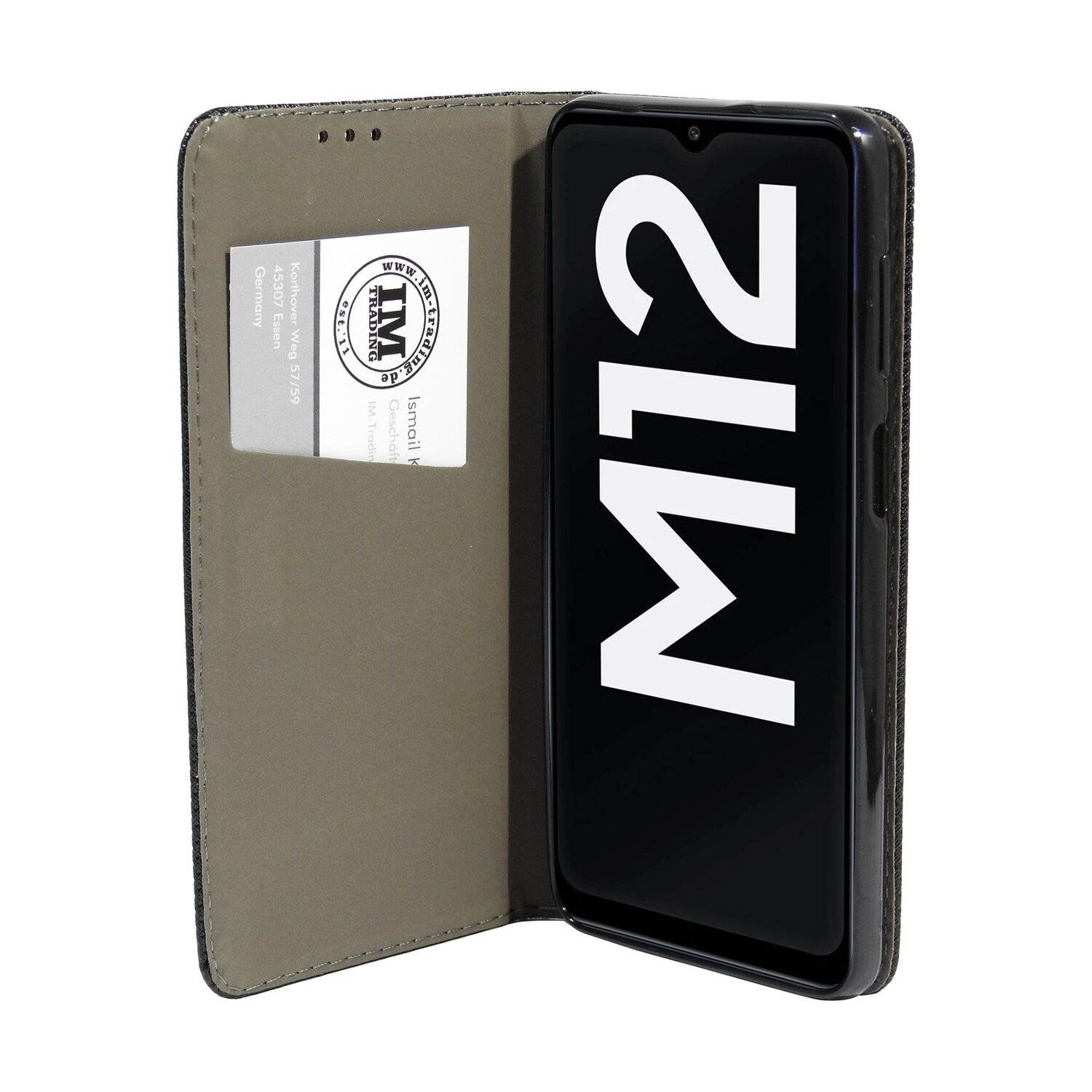 Buch Tasche "Smart" für SAMSUNG GALAXY M12 ( M127F ) Handy Hülle Etui Schutzhülle mit Standfunktion, Kartenfach Schwarz