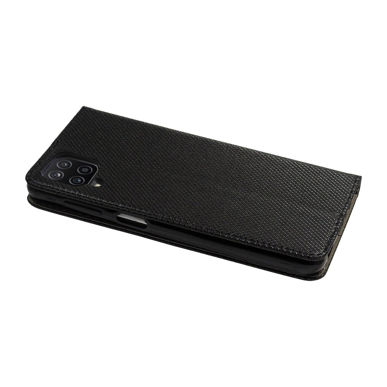 Buch Tasche "Smart" für SAMSUNG GALAXY M12 ( M127F ) Handy Hülle Etui Schutzhülle mit Standfunktion, Kartenfach Schwarz