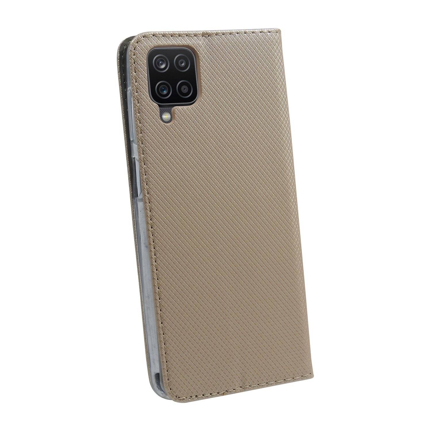 Buch Tasche "Smart" für SAMSUNG GALAXY M12 ( M127F ) Handy Hülle Etui Schutzhülle mit Standfunktion, Kartenfach Gold