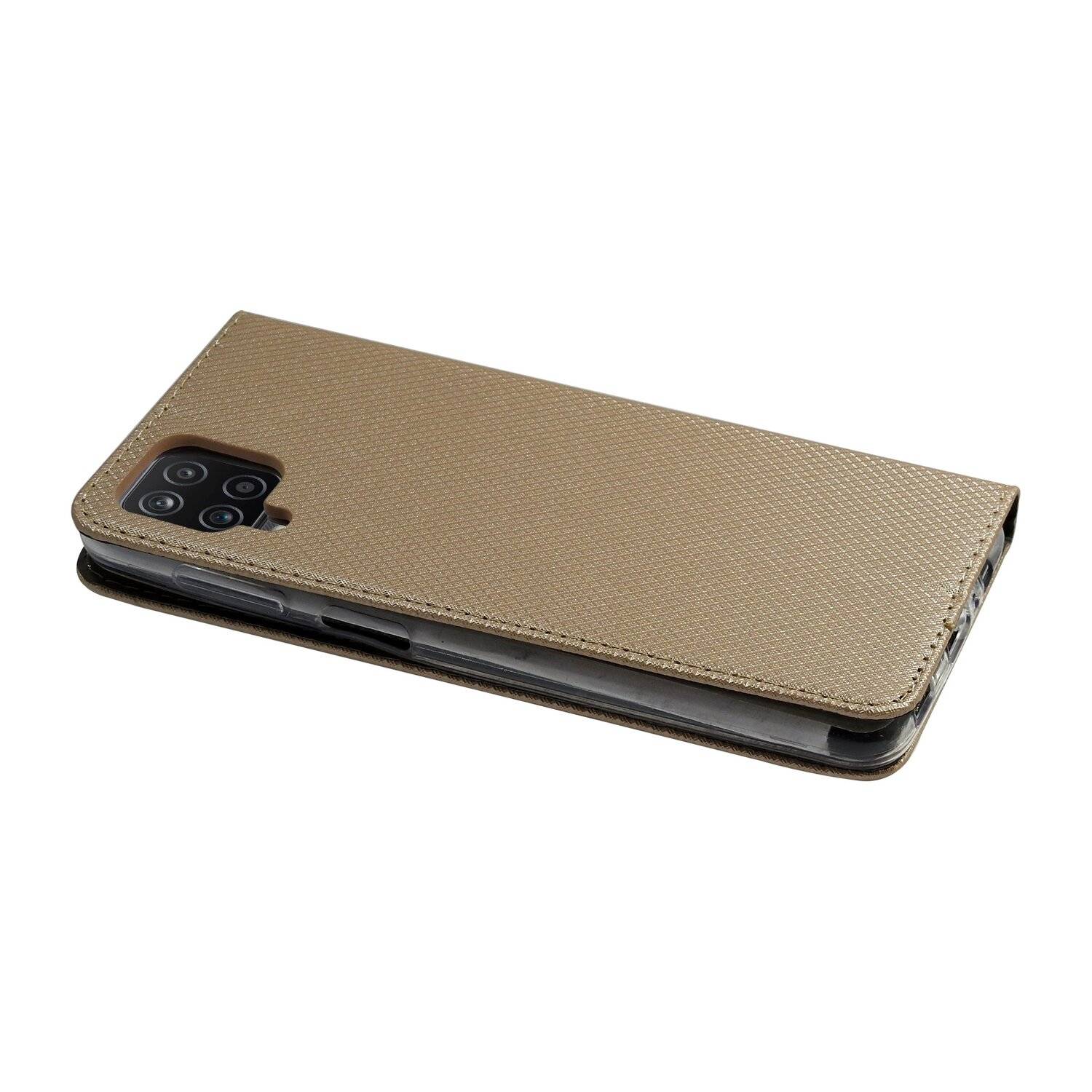 Buch Tasche "Smart" für SAMSUNG GALAXY M12 ( M127F ) Handy Hülle Etui Schutzhülle mit Standfunktion, Kartenfach Gold