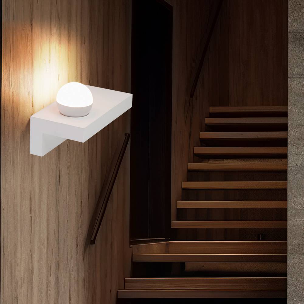 Wandleuchte Innen UP Lampe Esszimmer Wandlampe Dielen Leuchte aus Gips bemalbar, Metall weiß, 1x LED 1x 7 Watt 1x 690 lm, BxH 30x17,5 cm