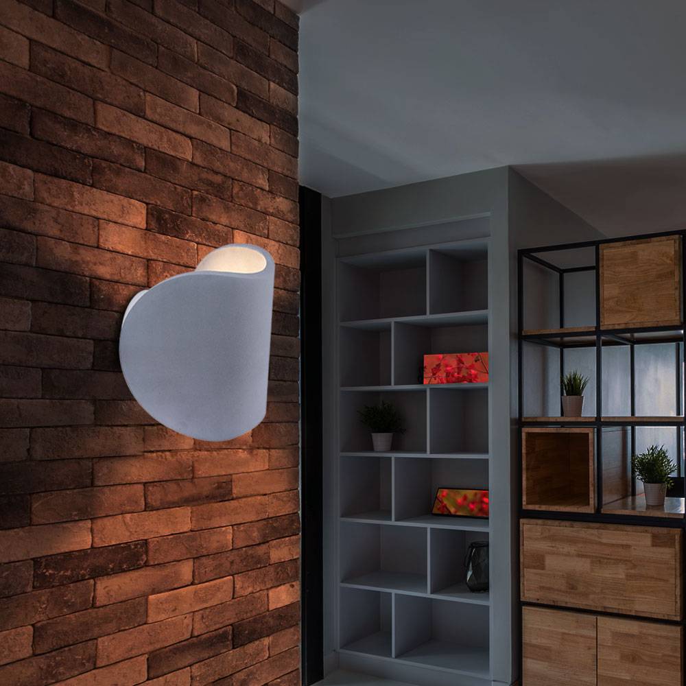Wandleuchte Up and Down Wandstrahler Wohnzimmer Wandlampe Treppenhaus Leuchte aus Beton, grau, 1x LED 6W 150lm, BxH 12,6x15,7 cm