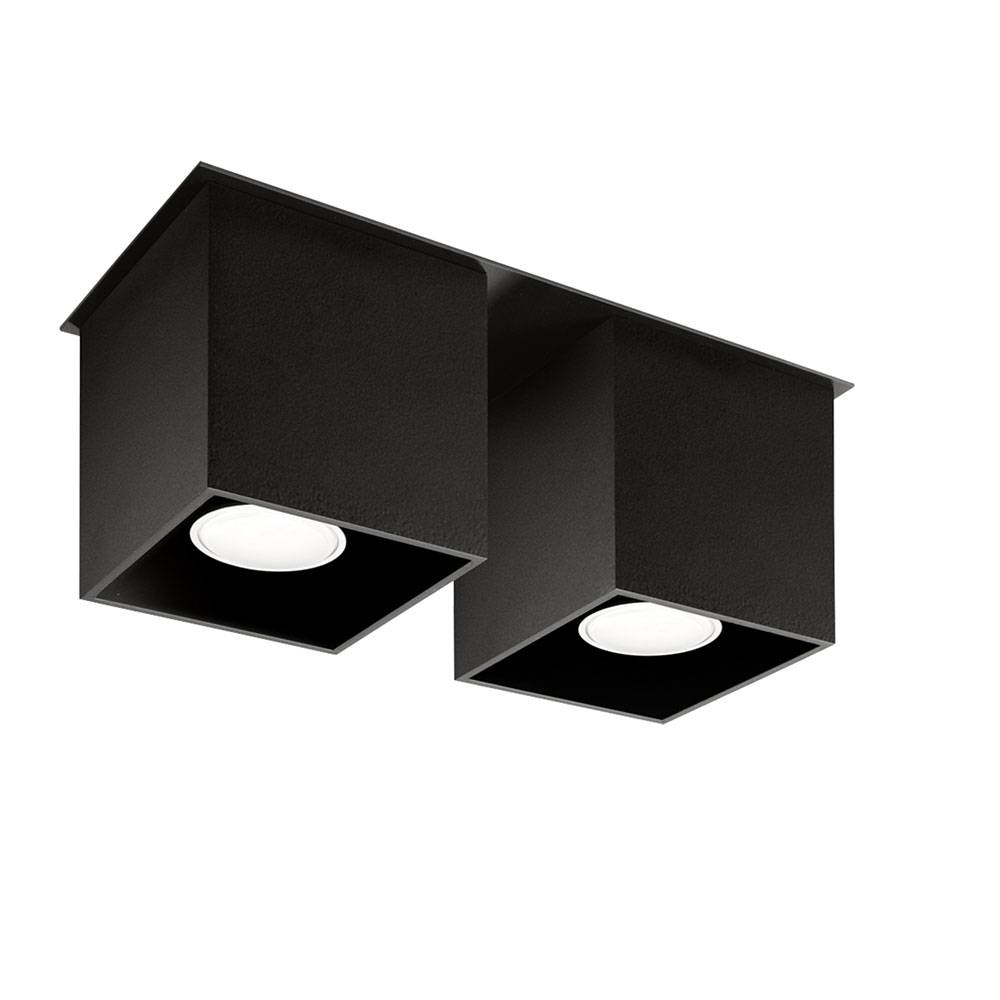 Deckenstrahler modern Designer Küchenlampen Strahler 2 flammig Aufbauleuchte schwarz , Aluminium, 2x GU10, LxH 26 x 11 cm