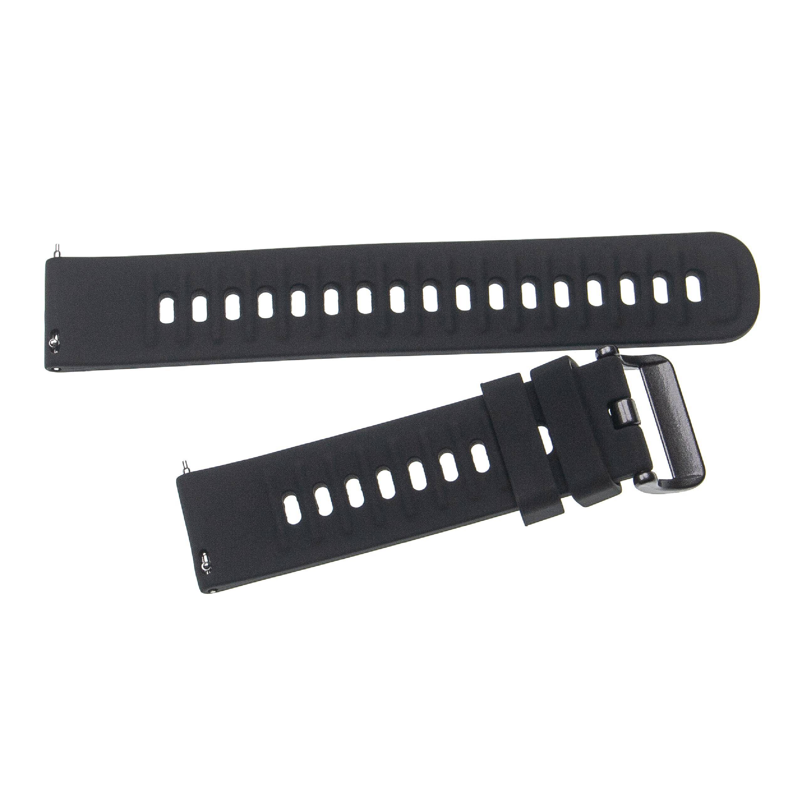vhbw Ersatz Armband kompatibel mit Asus Vivowatch 42mm, 46mm Fitnessuhr, Smartwatch - 12 + 8,5 cm Silikon schwarz