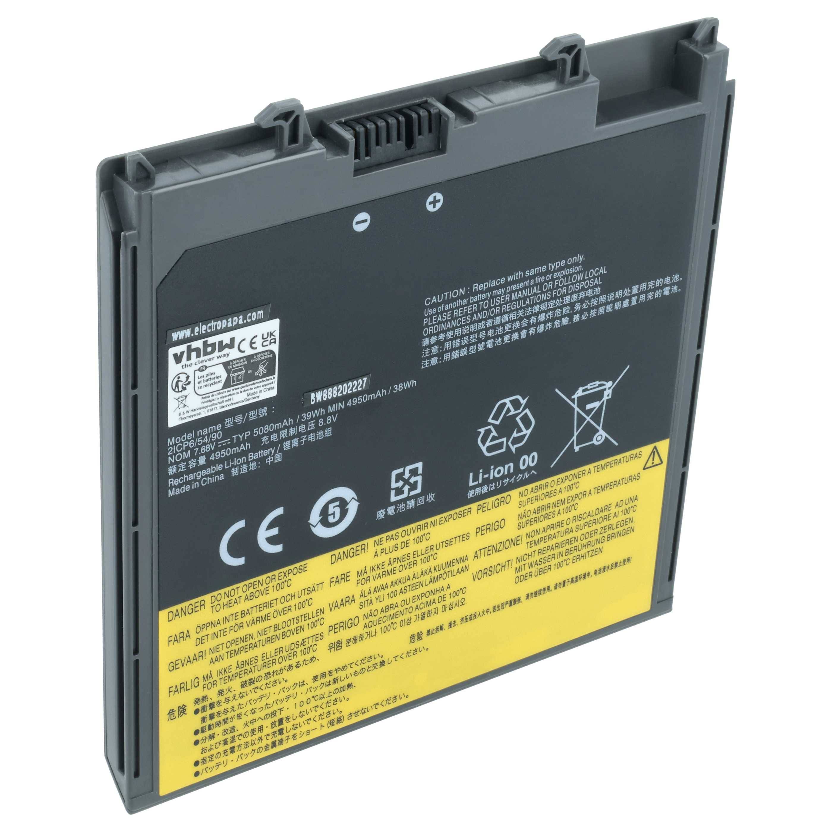 vhbw Akku Ersatz für Lenovo SB10W67213 | für Notebook (4800 mAh, 7,72 V, Li-Ion)