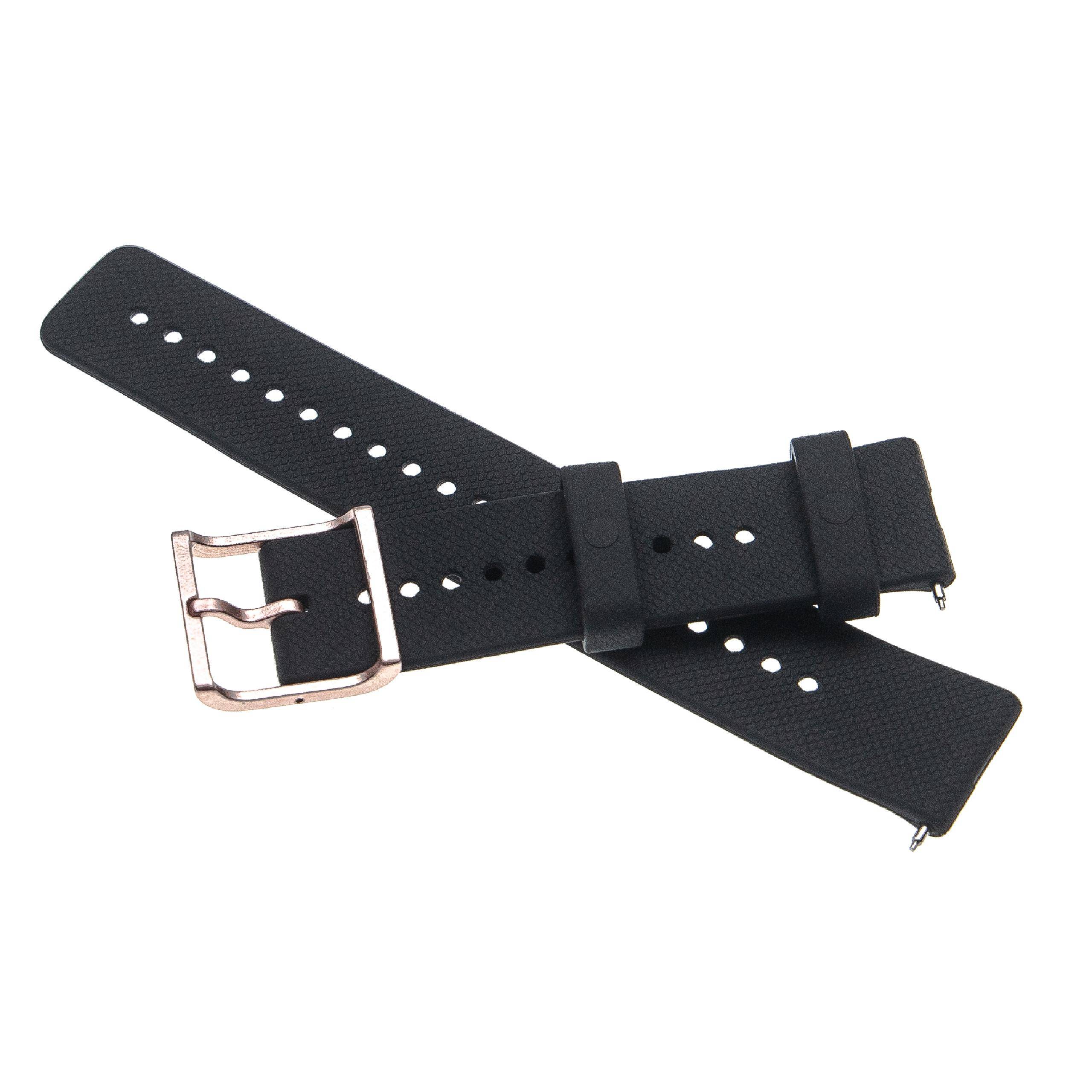 vhbw Ersatz Armband kompatibel mit Polar Unite Fitnessuhr, Smartwatch - 12,8 + 9,1 cm Silikon schwarz / rosa-metallic