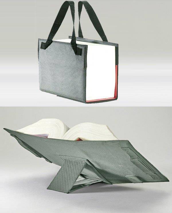 LexSkin tragbarer Umschlag für Loseblattwerke silber-grau, Buchhüllen-Tasche mit Buchstütze Buchhülle mit integrierter Buchstütze und Trageriemen