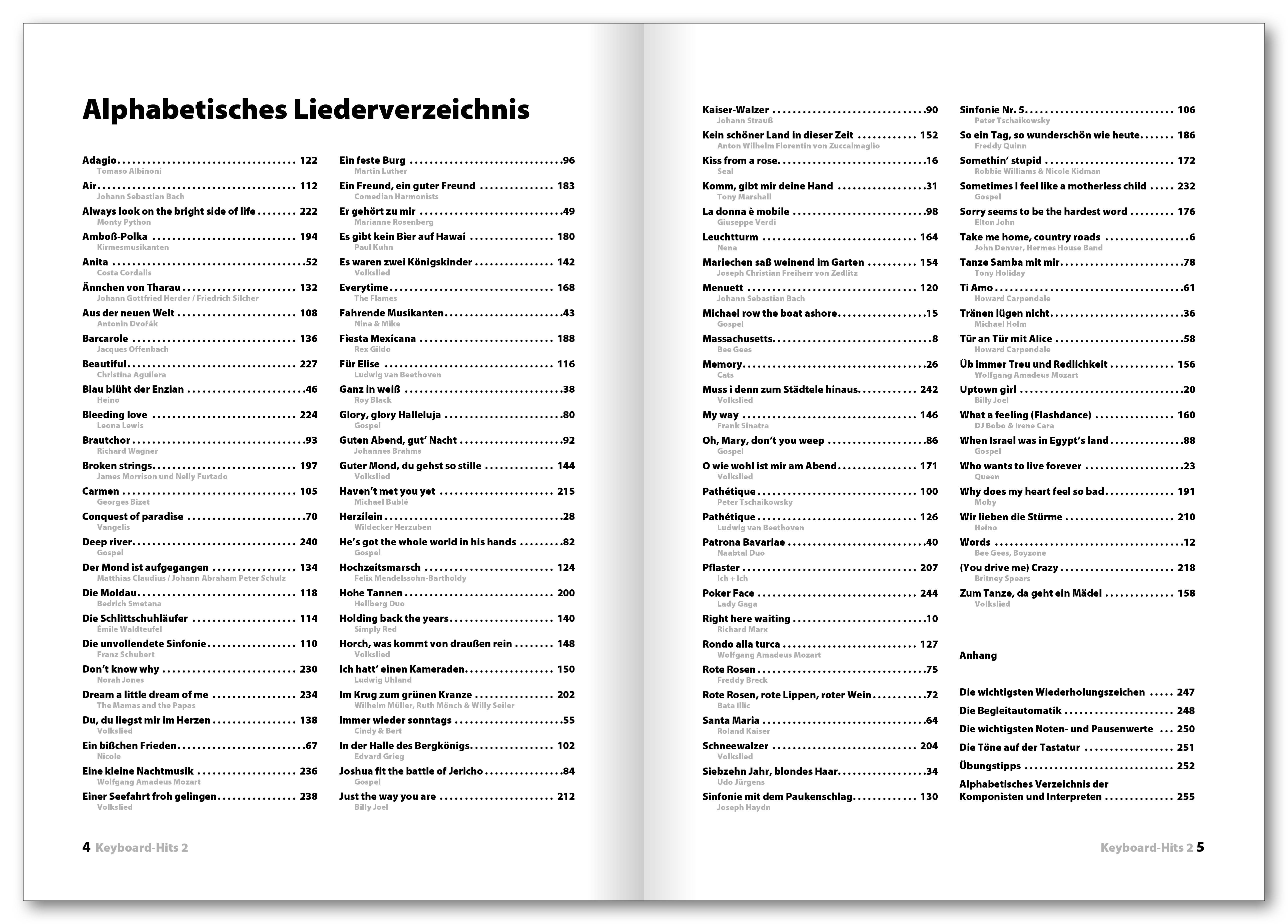 Keyboard-Hits. Bd.2 100 der schönsten Songs aus Pop, Klassik, Gospel, Schlager und Volkslied. Schwierigkeitsgrad: leicht bis mittelschwer. Fingersät