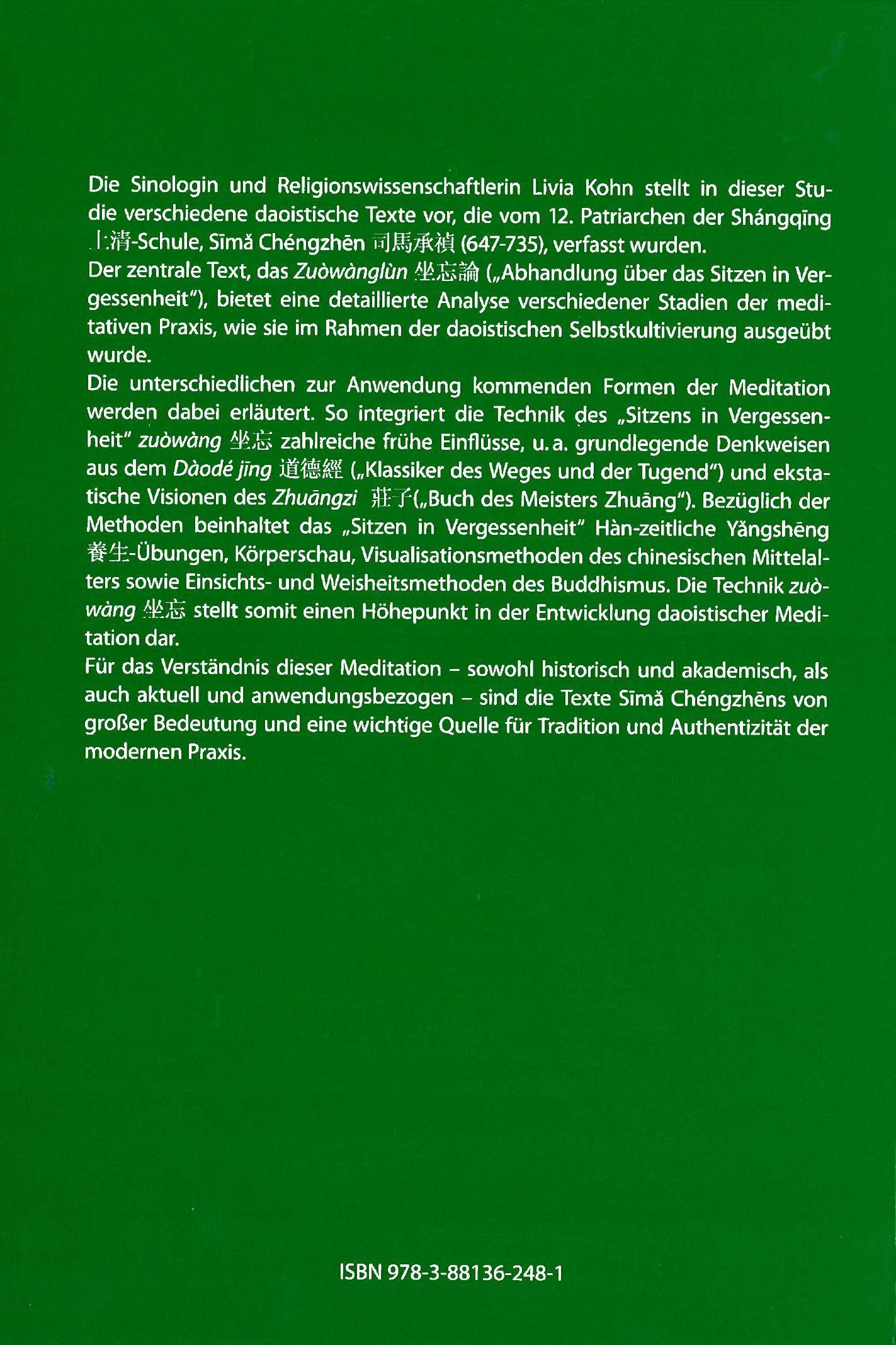 Sieben Stufen der daoistischen Meditation Abhandlung über das Sitzen in Vergessenheit Das Zuòwànglùn von Sima Chéngzhén