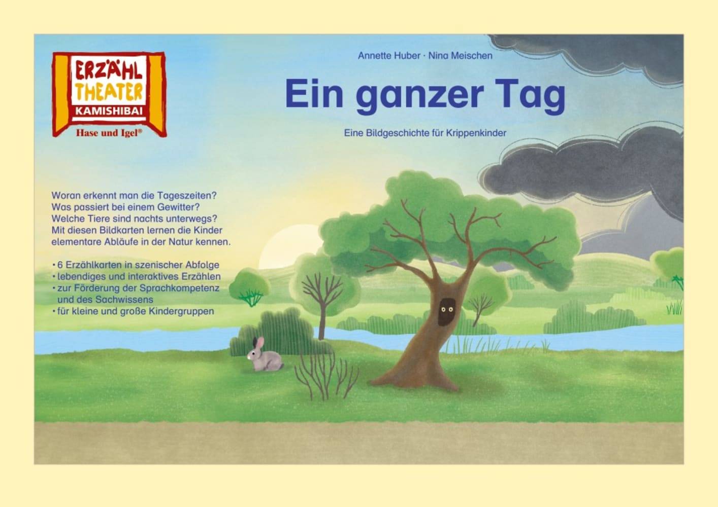 Kamishibai: Ein ganzer Tag 6 Bildkarten für das Erzähltheater