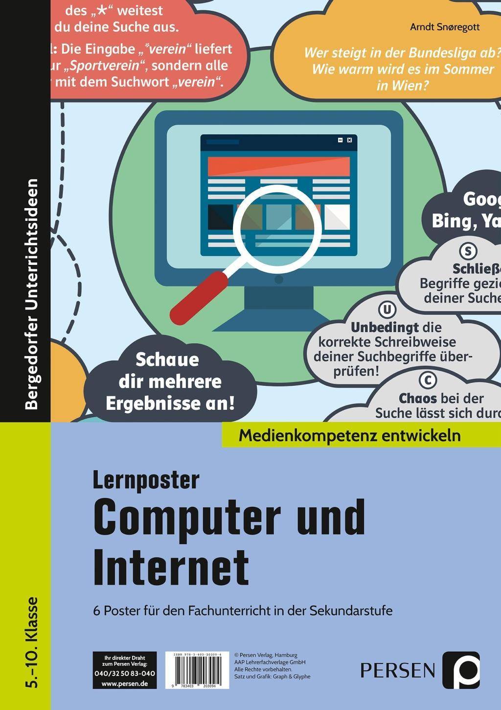 Lernposter Computer und Internet 6 Poster für den Fachunterricht in der Sekundarstufe (5. bis 10. Klasse)