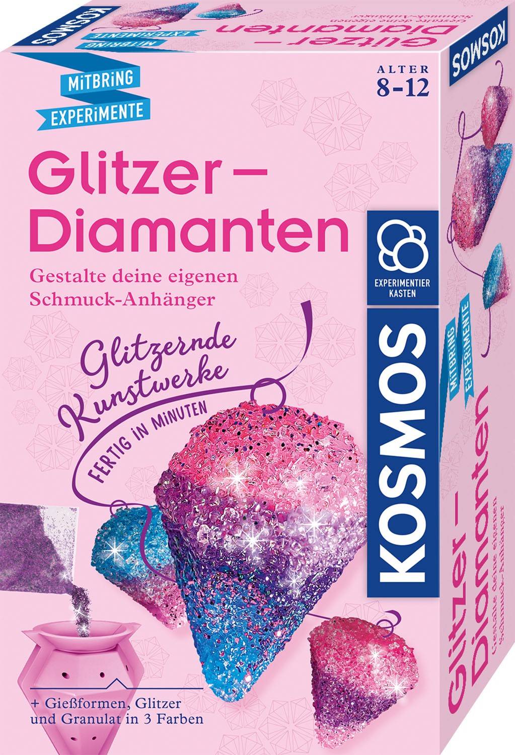 KOSMOS 657758 - Glitzer-Diamanten, Experimentierkasten, Mitbring-Experimente Experimentierkasten. Gestalte deine eigenen Schmuck-Anhänger