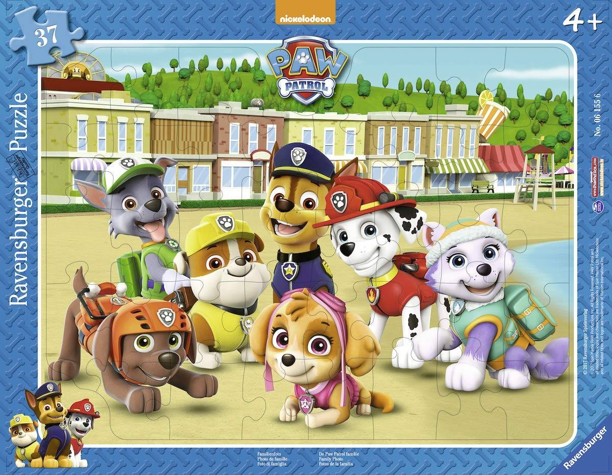 Ravensburger 06155 - Paw Petrol, Familienfoto, Rahmenpuzzle, 37 Teile Anzahl Teile: 37, Rahmenpuzzle, Paw Patrol, Helfer auf vier Pfoten