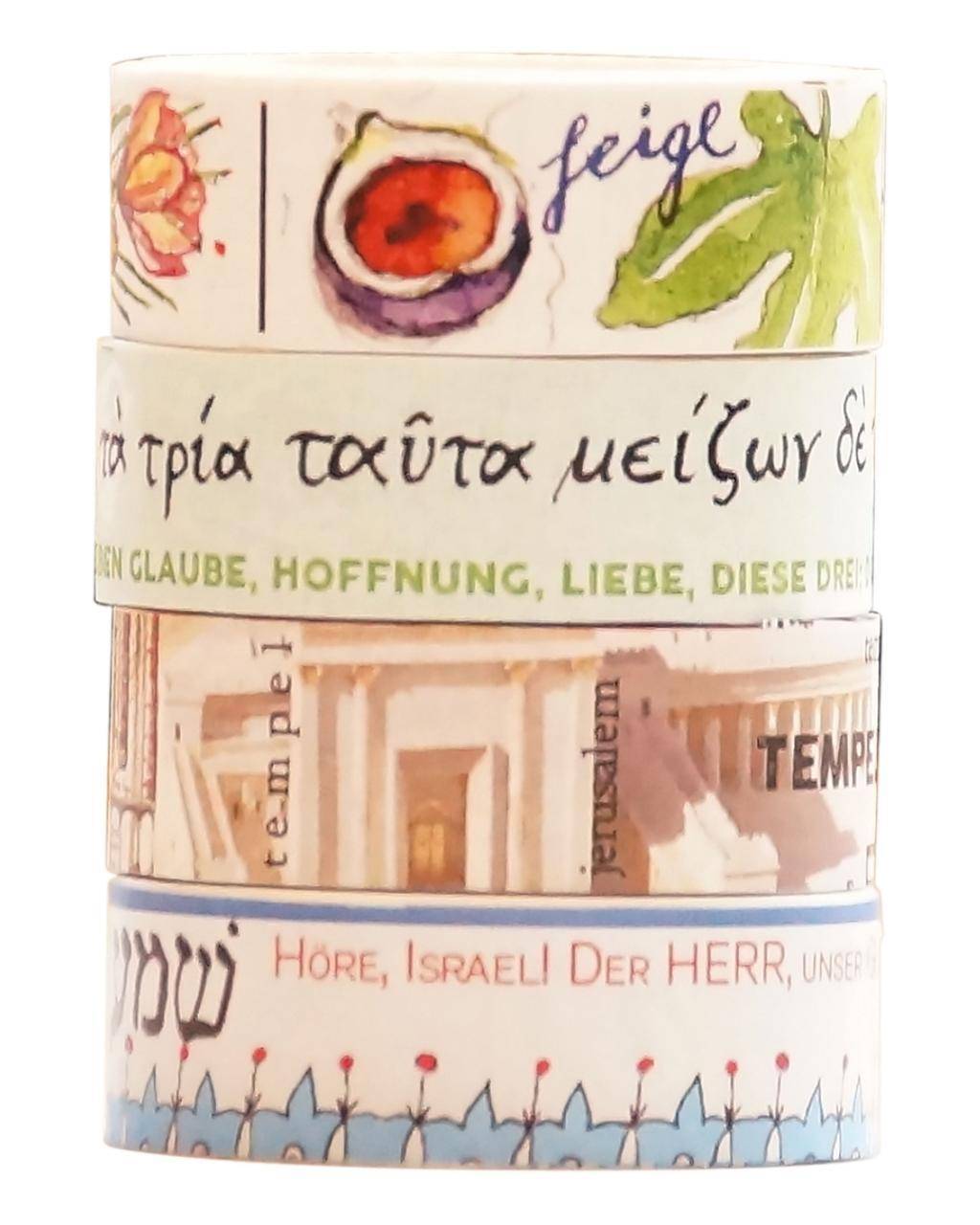Washi Tapes Set Bibel, 4 verschiedene Rollen 4er Set