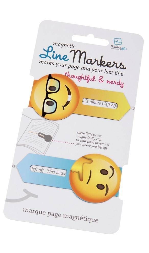 Magnetic Line Markers Thoughtful & Nerdy - Magnetische Lesezeichen 2er Set Motiv Emoji
