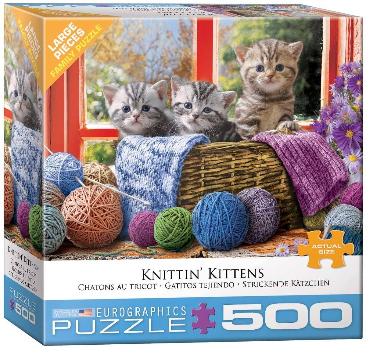 Eurographics 6500-5500 - Family Puzzle, Knittin Kittens, Strickende Kätzchen, 500 Teile Strickende Kätzchen, Anzahl Teile: 500, Maße (B/H): 68 x 48