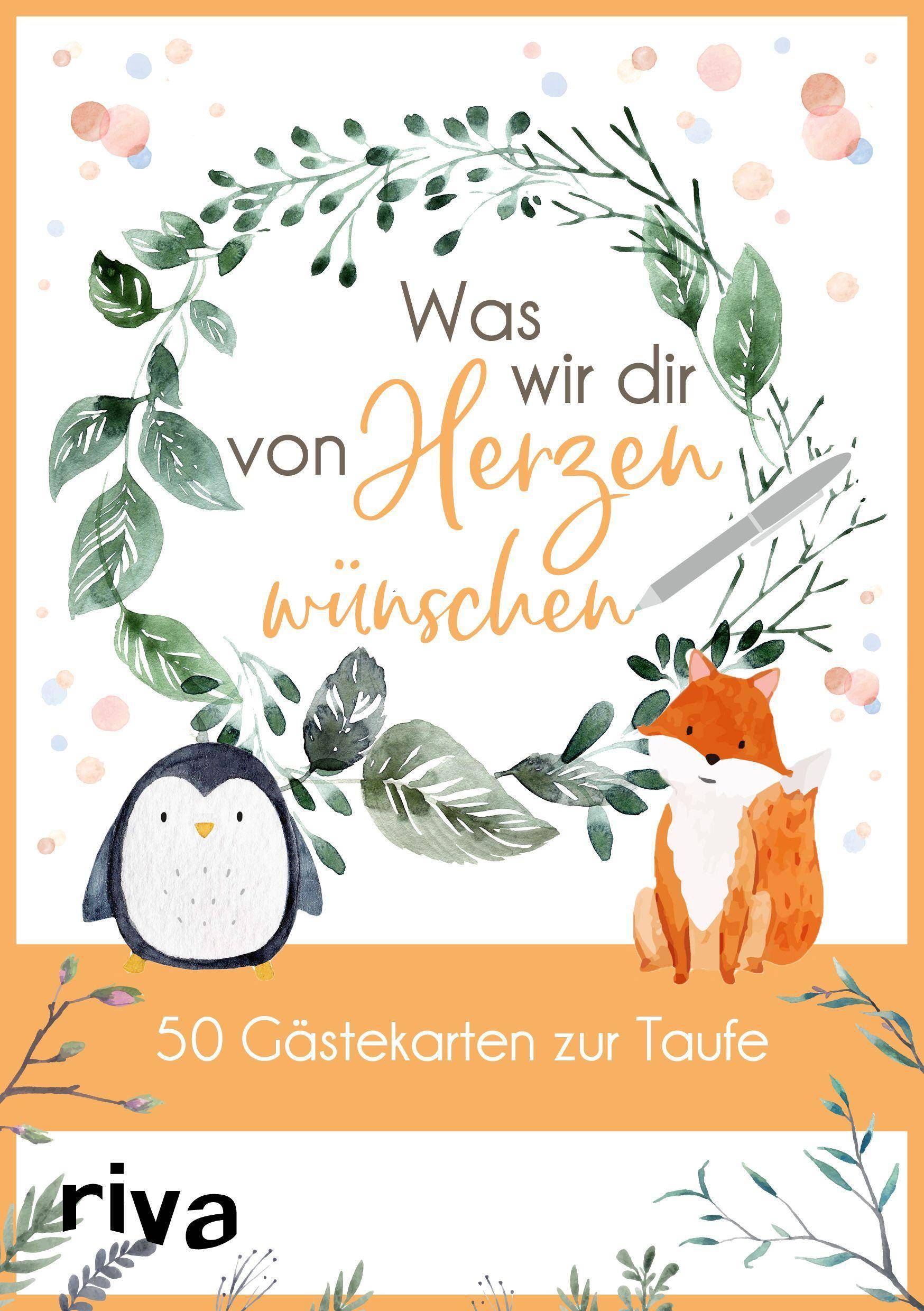 Was wir dir von Herzen wünschen  50 Gästekarten zur Taufe