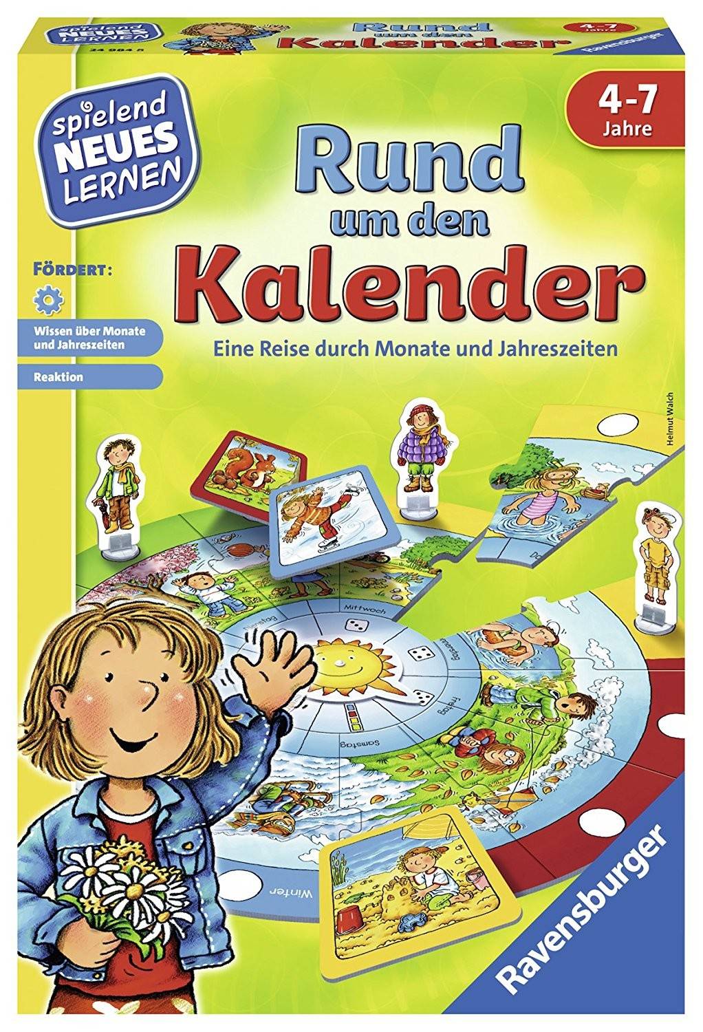 Ravensburger 24984 - Rund um den Kalender, Sammelspiel, Zuordnungsspiel, Familienspiel Eine Reise durch Monate und Jahreszeiten