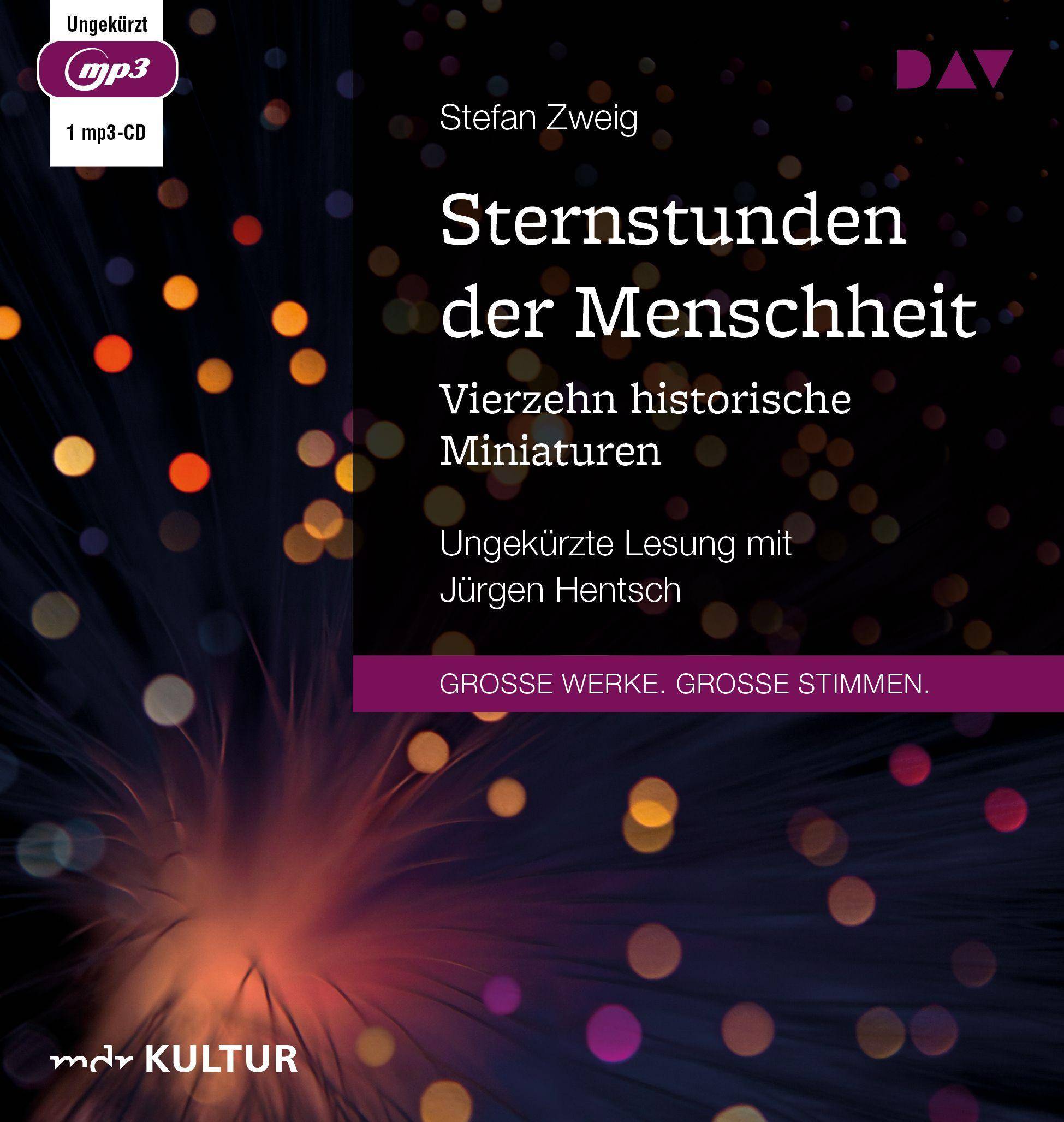 Sternstunden der Menschheit. Vierzehn historische Miniaturen, 1 Audio-CD, Ungekürzte Lesung mit Jürgen Hentsch (1 mp3-CD), Lesung