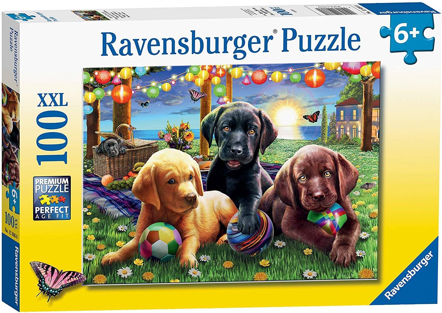 Ravensburger 12886 - Hunde Picknick, Puzzle, 100 XXL-Teile Anzahl Teile: 100, Maße (B/H): 49 x 36 cm, XXL Puzzle, Premium Puzzle, Perfect Age Fit