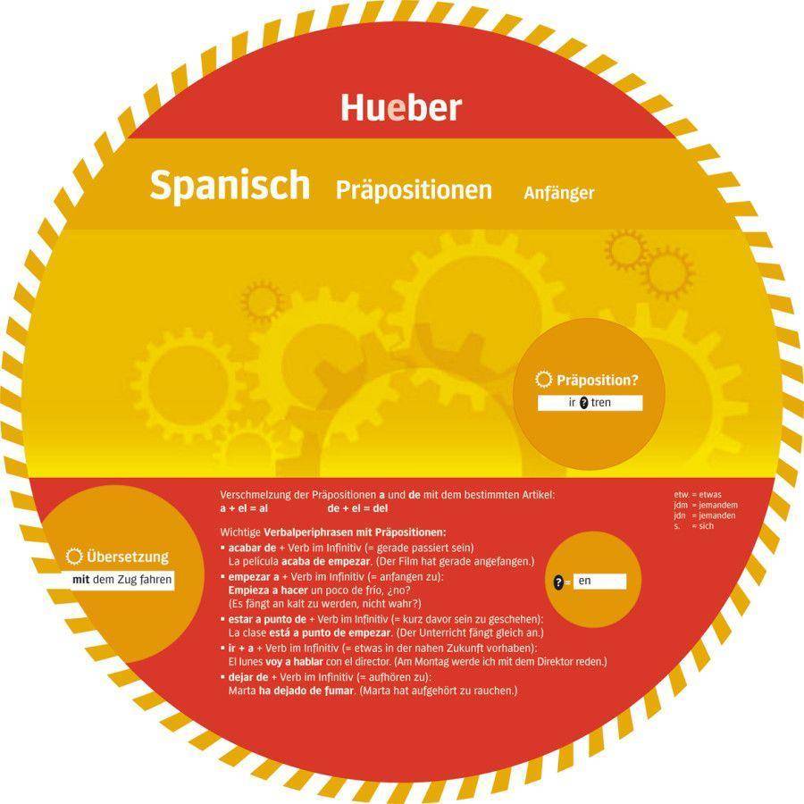 Wheel Spanisch - Präpositionen Drehscheibe, Durchmesser: 19 cm, Wheel Spanisch